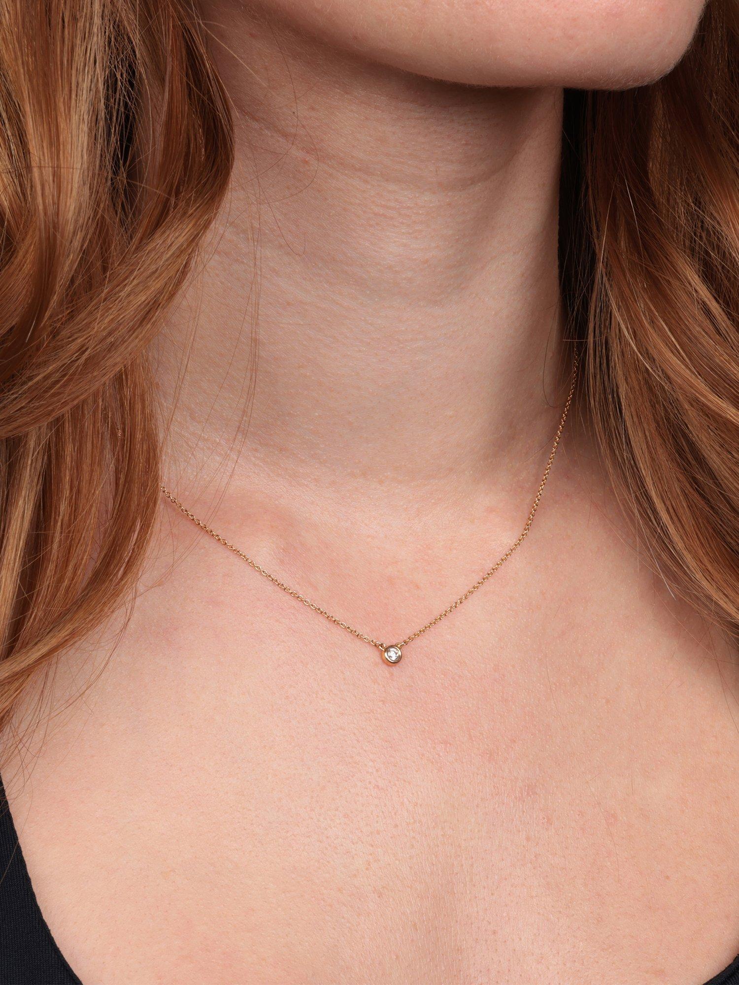 Product image 2 of 5, which shows Pre-loved Tiffany & Co. Elsa Peretti Diamonds by the Yard 18ct Rose Gold Brilliant Cut Solitaire Diamond Pendant Necklace, Rose Gold