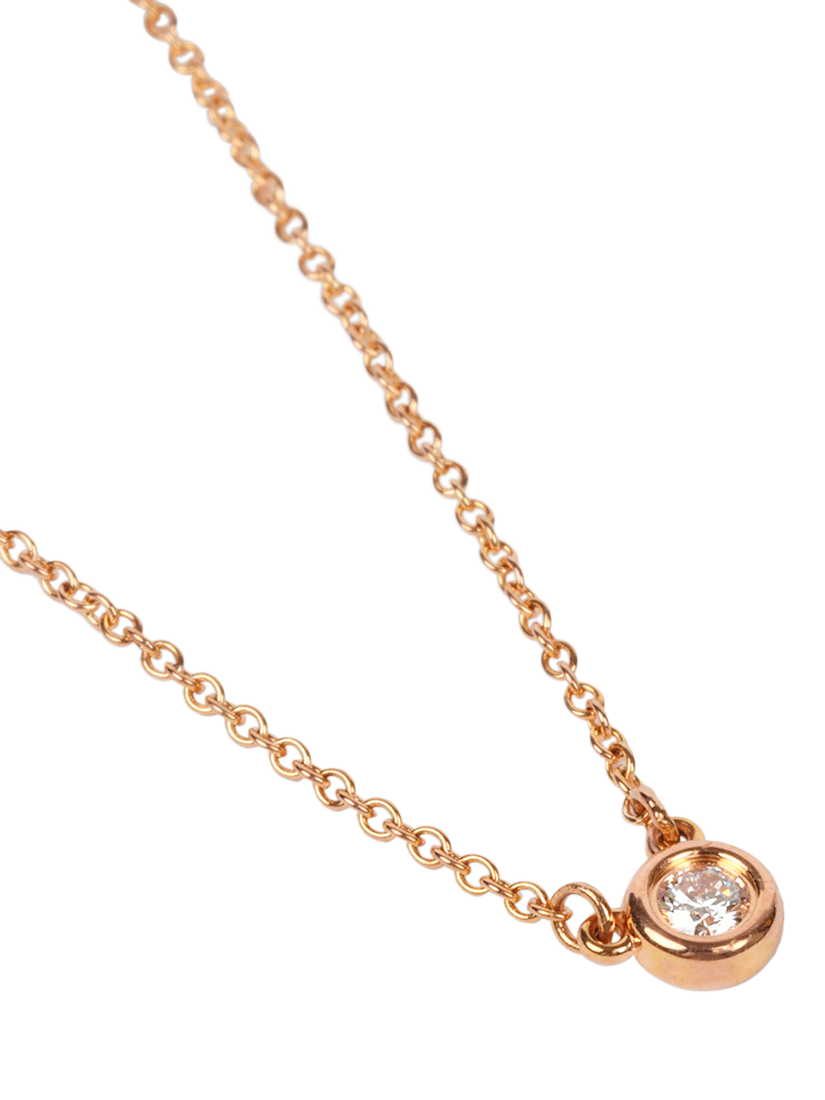 Product image 3 of 5, which shows Pre-loved Tiffany & Co. Elsa Peretti Diamonds by the Yard 18ct Rose Gold Brilliant Cut Solitaire Diamond Pendant Necklace, Rose Gold