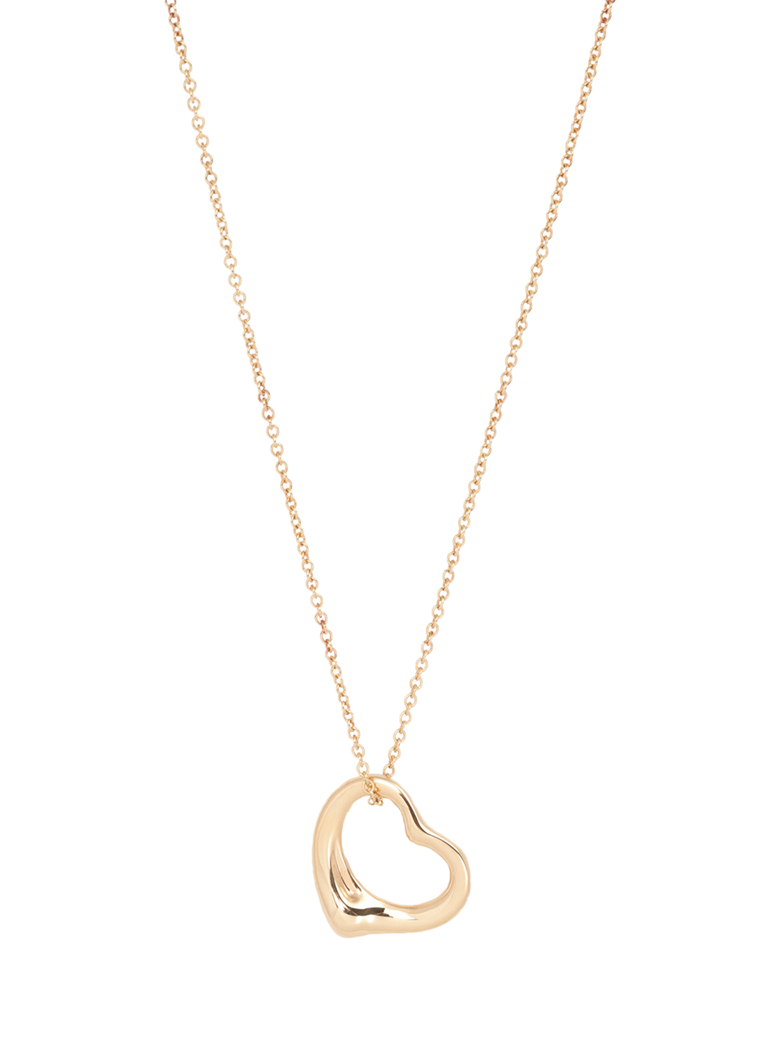 Product image 1 of 4, which shows Pre-loved Tiffany & Co. Elsa Peretti 18ct Yellow Gold Open Heart Pendant Necklace, 16mm, Yellow Gold