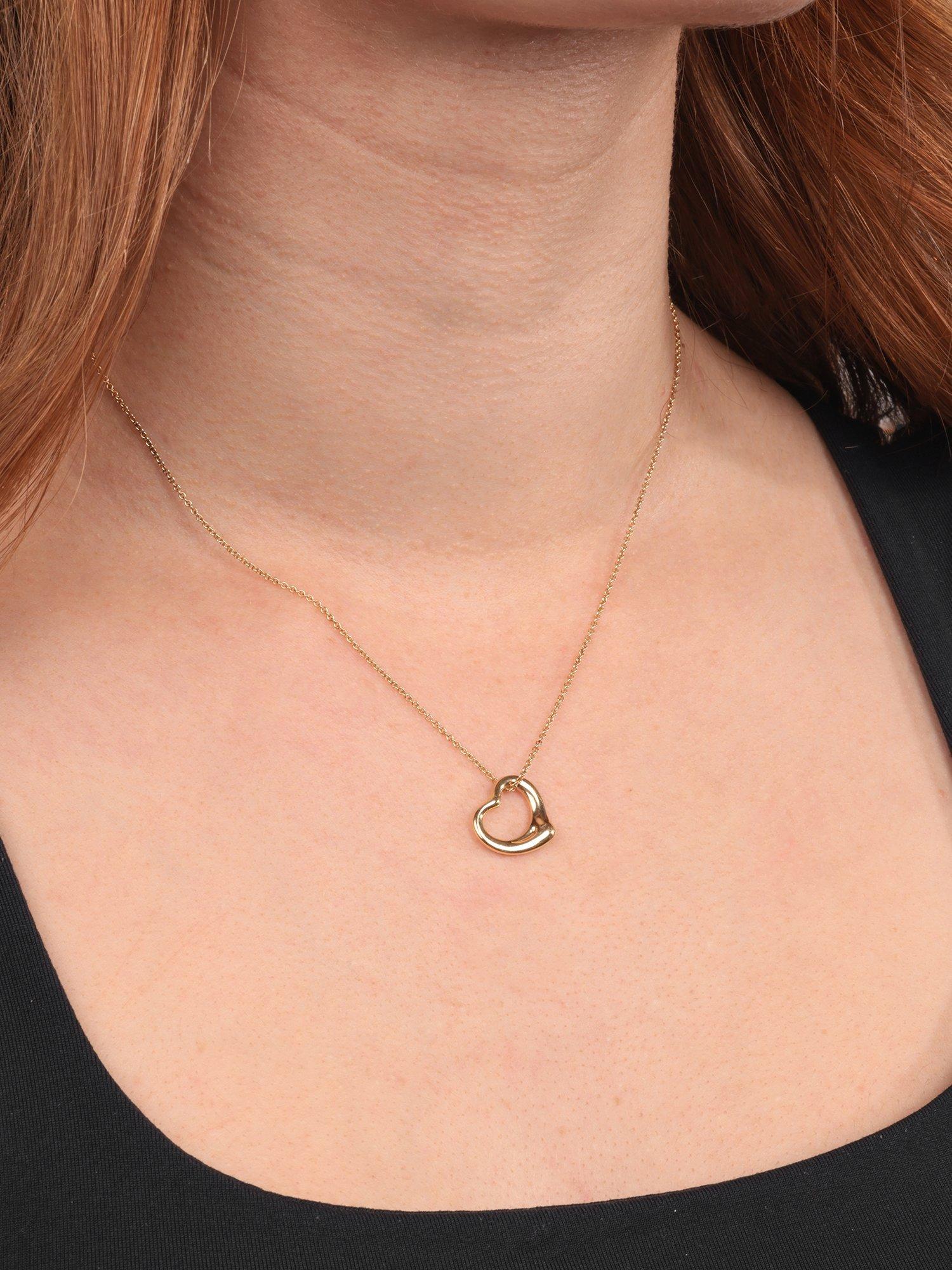 Product image 2 of 4, which shows Pre-loved Tiffany & Co. Elsa Peretti 18ct Yellow Gold Open Heart Pendant Necklace, 16mm, Yellow Gold