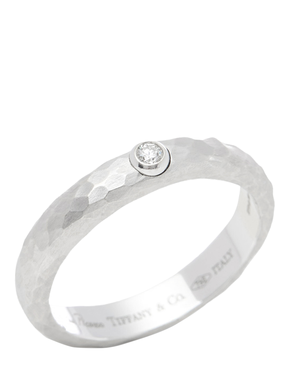 Pre-loved Tiffany & Co. Brilliant Cut Diamond 18ct White Gold Hammered Paloma Picasso Ring
