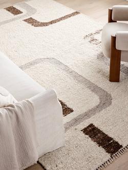 John Lewis Frame Geometric Wool Rich Rug, Natural/Multi - view 2, Natural/Multi