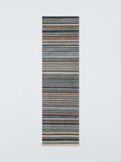 John Lewis Russet Stripe Wool Rich Runner Rug, Blue