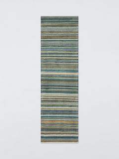 John Lewis Russet Stripe Wool Rich Runner Rug, Green