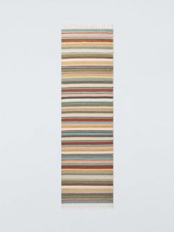 John Lewis Somerton Stripe Wool Rich Runner Rug, L240 x W70cm, Natural/Multi