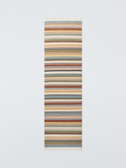 John Lewis Somerton Stripe Wool Rich Runner Rug, L240 x W70cm, Natural/Multi