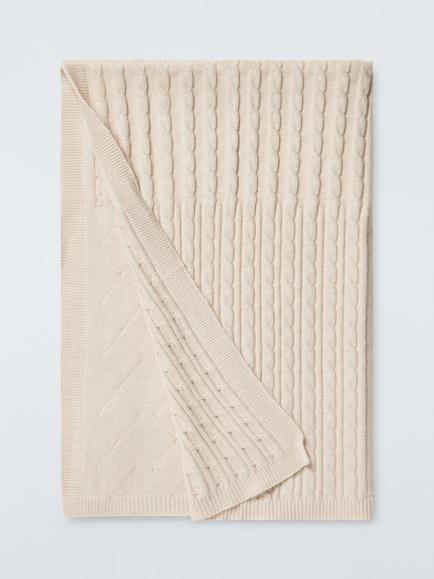 John Lewis Cable Knit Patchwork Baby Blanket, Natural, Natural
