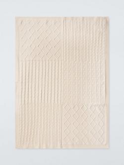John Lewis Cable Knit Patchwork Baby Blanket, Natural - view 2, Natural