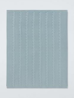 John Lewis Baby Cable Stitch Baby Blanket, Ice Blue, Ice Blue