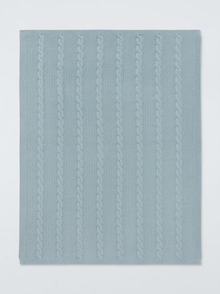 John Lewis Baby Cable Stitch Baby Blanket, Ice Blue, Ice Blue