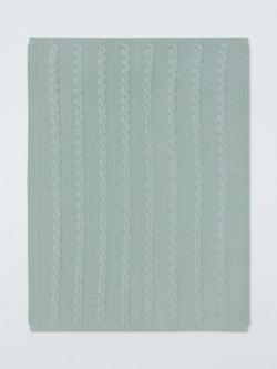 John Lewis Baby Cable Stitch Baby Blanket, Sage, Sage