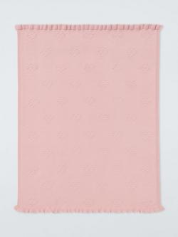 John Lewis Ruffle Hearts Baby Blanket, Pink, Pink