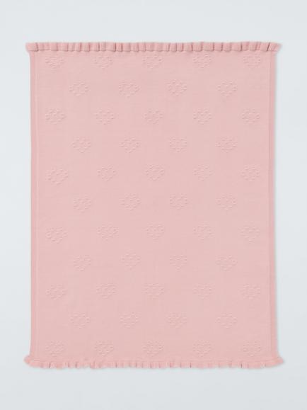 John Lewis Ruffle Hearts Baby Blanket, Pink, Pink