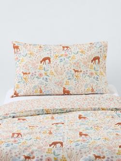 John Lewis Floral Ditsy Reversible Duvet Cover and Pillowcase Set, Cotbed, Pink, Pink