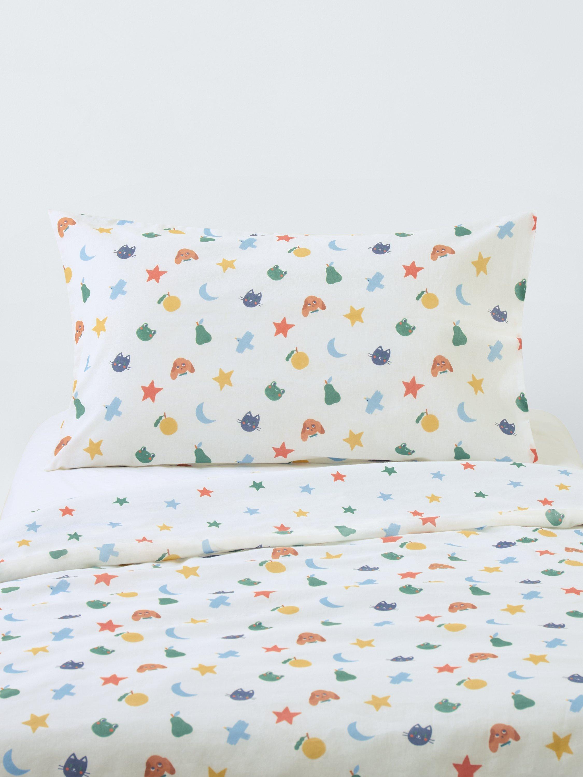 John Lewis Happy Faces Reversible Duvet Cover and Pillowcase Set, Cotbed, Multi
