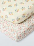 Johjn Lewis Floral Ditsy Fitted Cot Sheets, Pack of 2, Pink