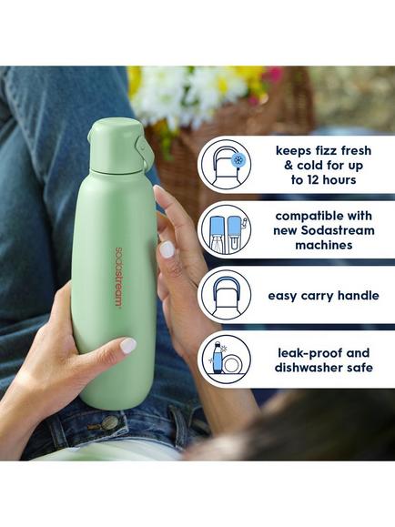 SodaStream Double Wall Vacuum Insulation Stainless Steel Sparkling Drinks Bottle, 900ml - view 2, Mint