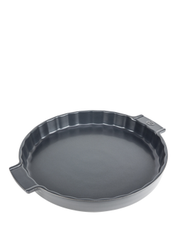 Peugeot Stoneware Fluted Round Tart Dish, 30cm, Slate Grey, Slate Grey