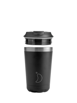 Chilly's Original Double Wall Insulated Travel Mug, 340ml, Pastel Pink, Monochrome Black