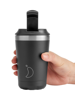 Chilly's Original Double Wall Insulated Travel Mug, 340ml, Pastel Pink - view 2, Monochrome Black