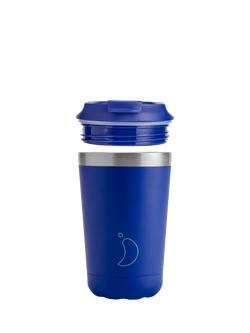 Chilly's Original Double Wall Insulated Travel Mug, 340ml, Pastel Pink, Matte Blue