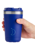 Chilly's Original Double Wall Insulated Travel Mug, 340ml, Pastel Pink, Matte Blue