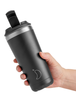 Chilly's Original Double Wall Insulated Travel Mug, 500ml, Pastel Pink - view 2, Monochrome Black