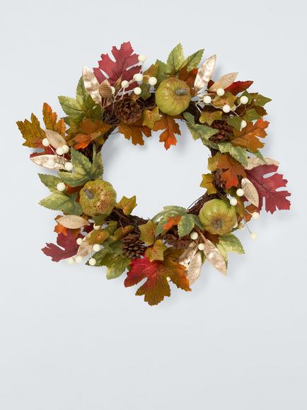 John Lewis Green Pumpkin Wreath, Dia.50cm, Green Multi