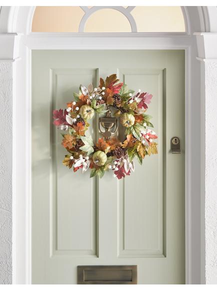 John Lewis Green Pumpkin Wreath, Dia.50cm - view 2, Green Multi