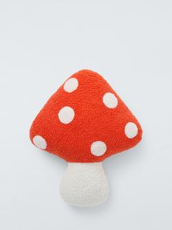 John Lewis Boucle Mushroom Cushion, Red/White, Orange