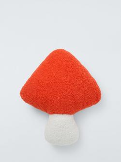 John Lewis Boucle Mushroom Cushion, Red/White - view 2, Orange