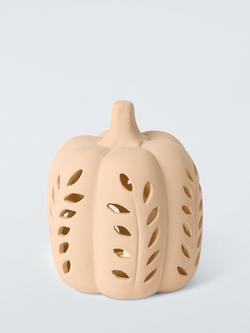John Lewis LED Cutwork Ceramic Pumpkin, Terracotta, Orange