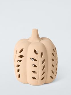 John Lewis LED Cutwork Ceramic Pumpkin, Terracotta - view 2, Orange