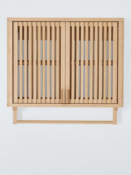 John Lewis Slatted Bathroom Wall Cabinet with Rail, 