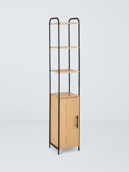 John Lewis Bamboo and Metal Bathroom Tallboy, Black/Natural, 