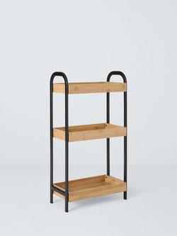 John Lewis Bamboo and Metal 3 Tier Bathroom Storage Caddy, Black/Natural, 