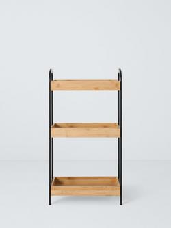 John Lewis Bamboo and Metal 3 Tier Bathroom Storage Caddy, Black/Natural - view 2, 