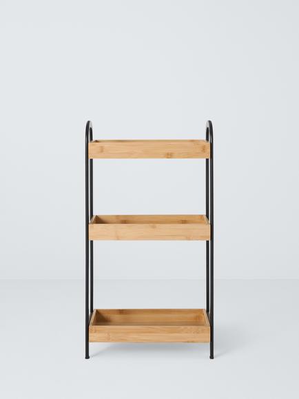 John Lewis Bamboo and Metal 3 Tier Bathroom Storage Caddy, Black/Natural - view 2, 