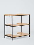 John Lewis Bamboo and Metal Under Sink Shelf Unit, Black/Natural