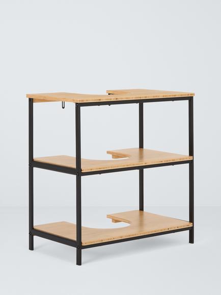 John Lewis Bamboo and Metal Under Sink Shelf Unit, Black/Natural, 