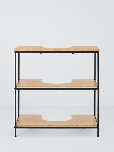 John Lewis Bamboo and Metal Under Sink Shelf Unit, Black/Natural - view 2, 