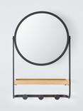 John Lewis Bamboo and Metal Mirror and Shelf Unit, Black/Natural