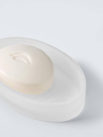 John Lewis Frosted Glass Soap Dish, White - view 2, 