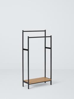 John Lewis Bamboo and Metal Bathroom Towel Rail, Black/Natural, 