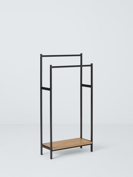 John Lewis Bamboo and Metal Bathroom Towel Rail, Black/Natural, 