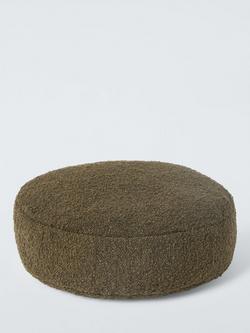 John Lewis Boucle Round Cushion - view 2, Khaki