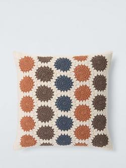 John Lewis Farmhouse Crochet Cushion, Multi, Multi