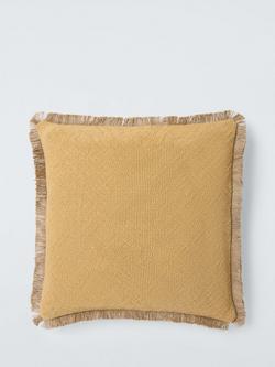 John Lewis Fringed Cotton Cushion, Ochre