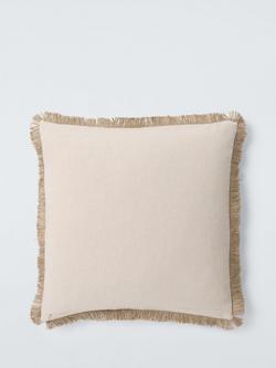John Lewis Fringed Cotton Cushion - view 2, Ochre