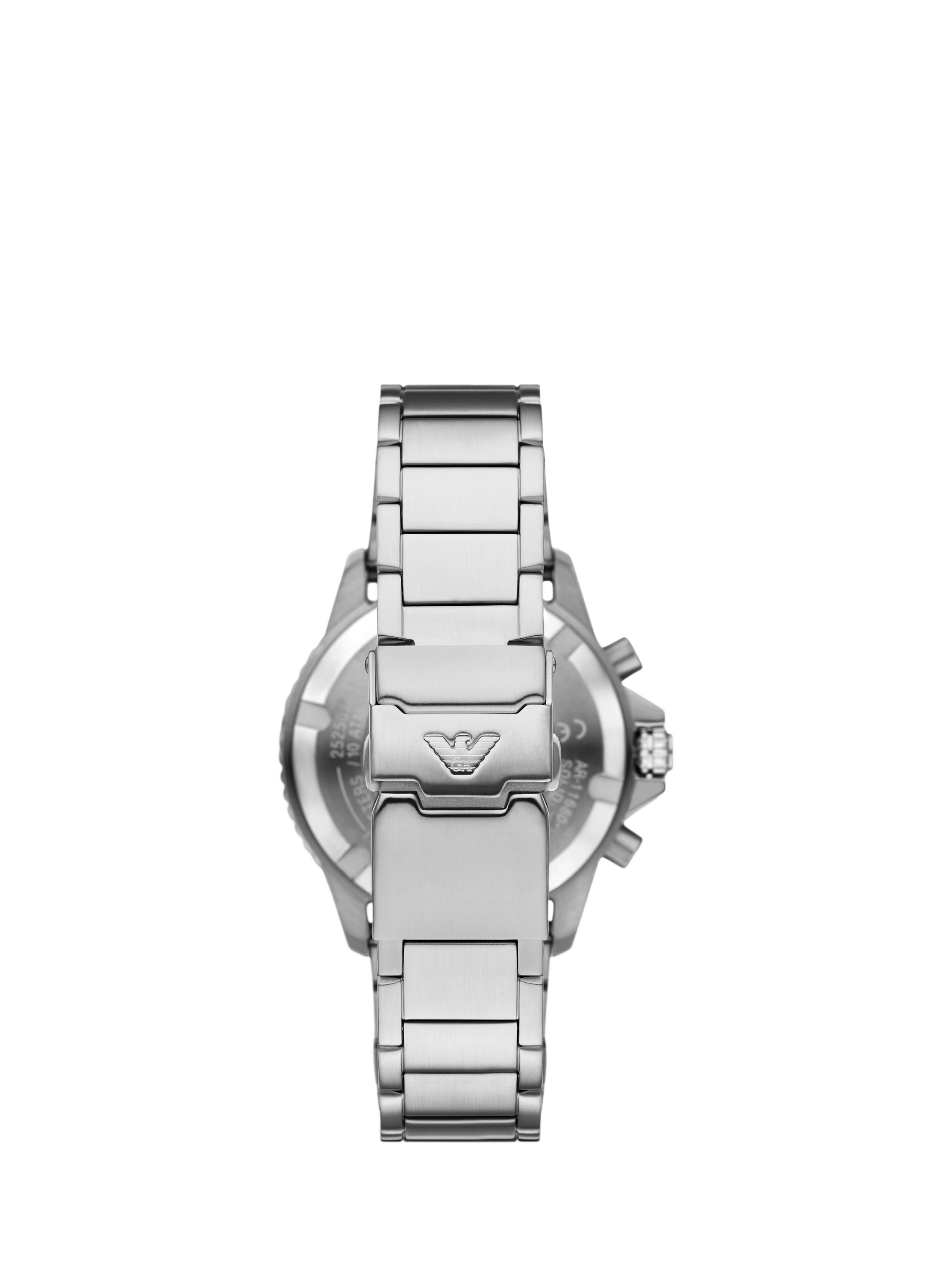 Product image 4 of 6, which shows Emporio Armani AR11681 Men's World Explorer Solar-Powered Chronograph Bracelet Strap Watch, Silver